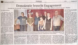 Zeitungsbericht über die Veranstaltung Democrazy am 2.10.2026.